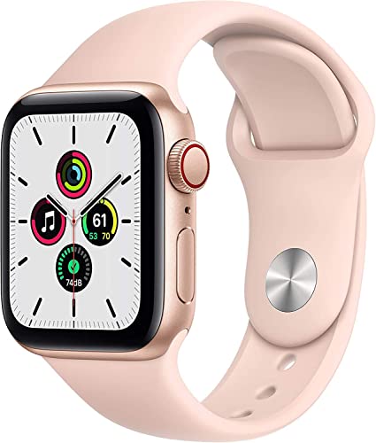 Apple Watch SE (GPS + Cellular, 40mm) - Gold Aluminum Case with Pink Sand Sport Band - MYEA2LL/A