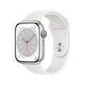 Apple Watch Series 8 (GPS+ Cellular 45MM) Silver Aluminum Case with White Sport Band - MP4Q3LL/A