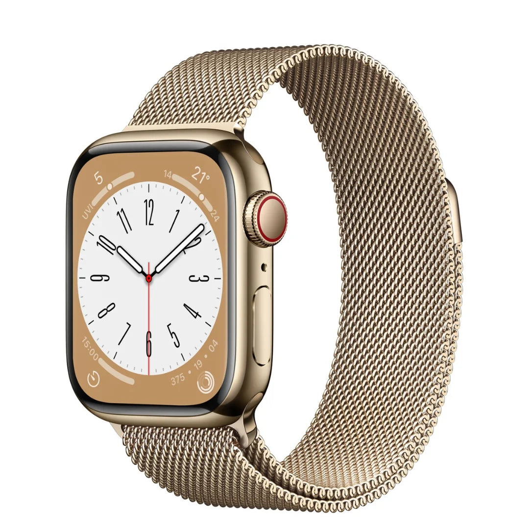 Apple Watch Series 8 (GPS + Cellular) 41mm Gold SS w/ Gold Milanese Loop - MNJE3LL/A