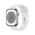 Apple Watch Series 8 GPS + Cellular 45mm Silver Stainless Steel Case with White Sport Band - M/L - MNVW3LL/A