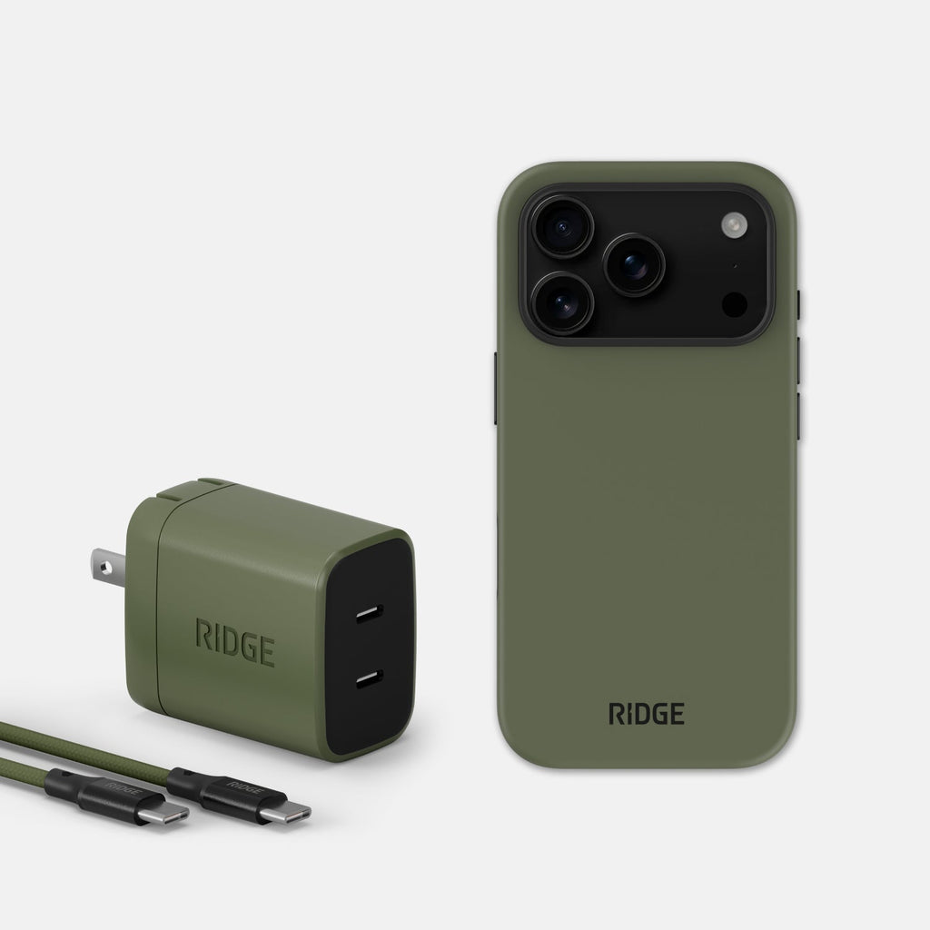 Everyday Charging Kit - Power Adapter + iPhone 17 Pro - Matte Olive