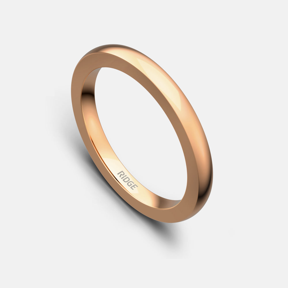Ridge 2mm Rounded Ring Set - 14K Rose Gold